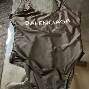 Black high cut one piece swim Balenciaga